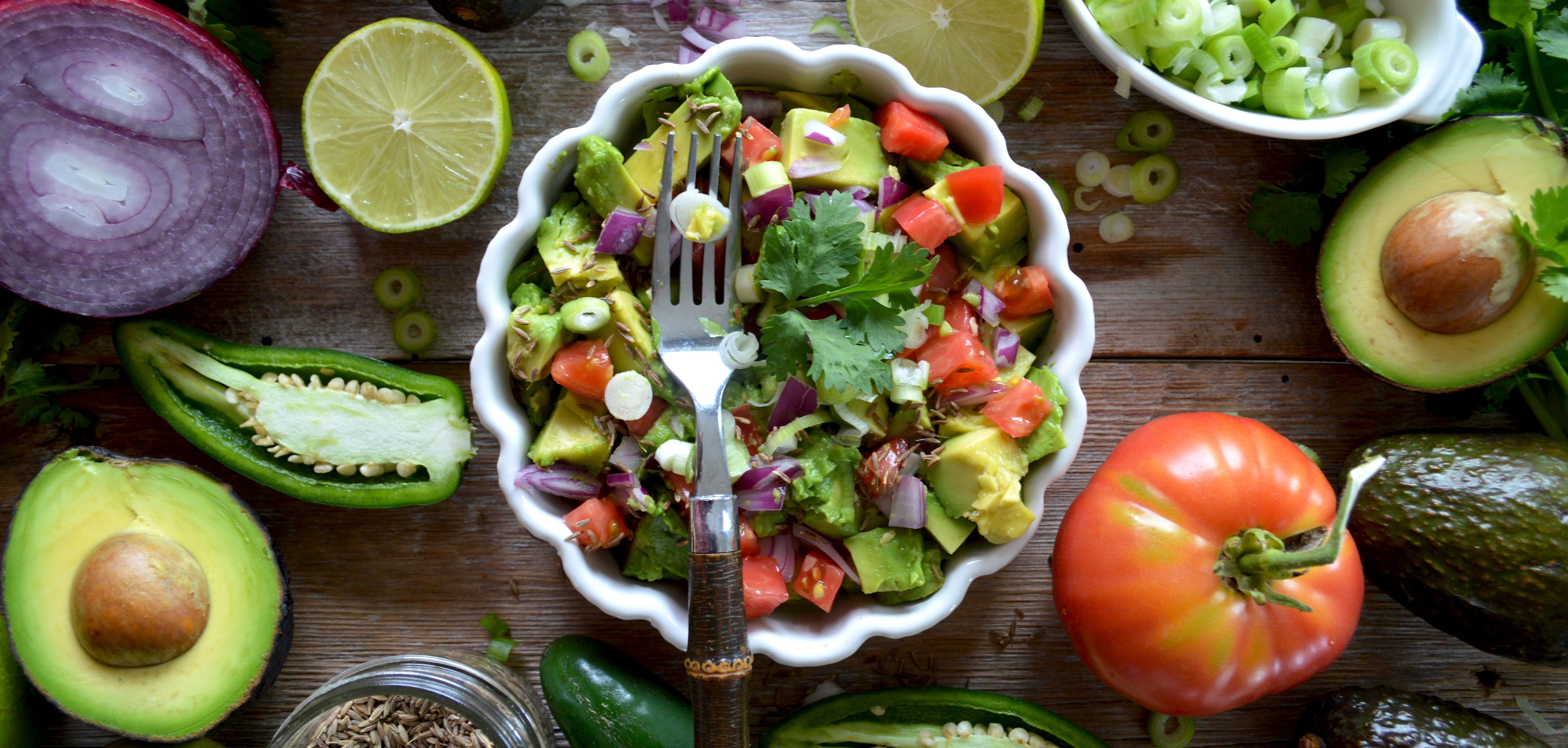 beautiful vibrant vegetables and salad in a bowl