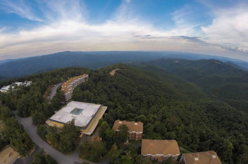 aerial view of meditation halls