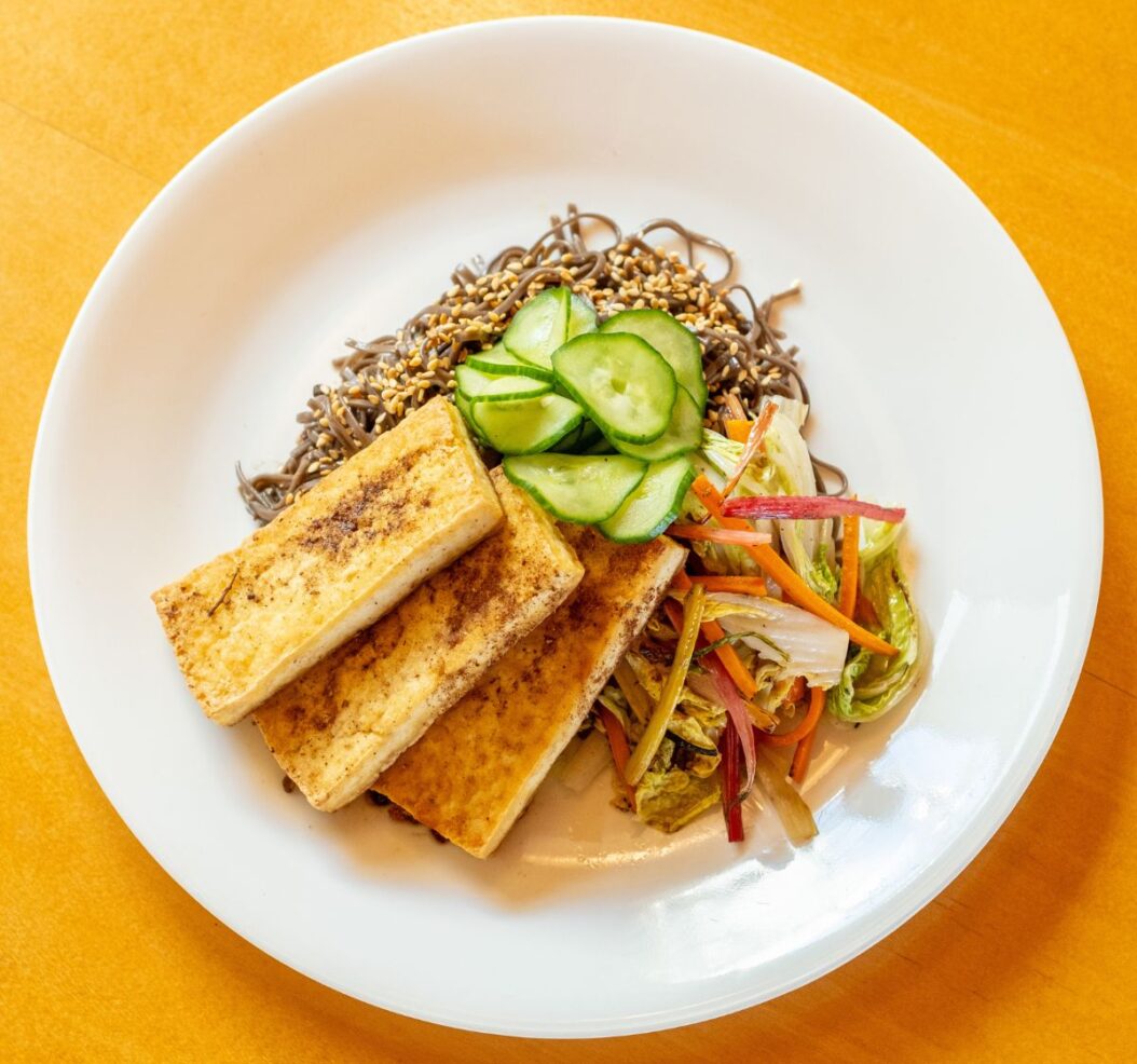 a sample of a plate of food from the Purnima dining hall.