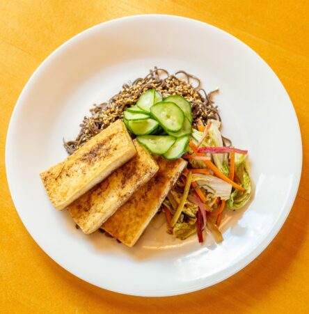 a sample of a plate of food from the Purnima dining hall.